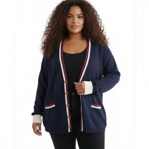 BNWT Joe fresh Navy and Cream Women's Knit Cardigan, plus size 3X